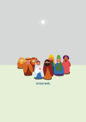 Personnages joyeux de la cr&egrave;che de No&euml;l